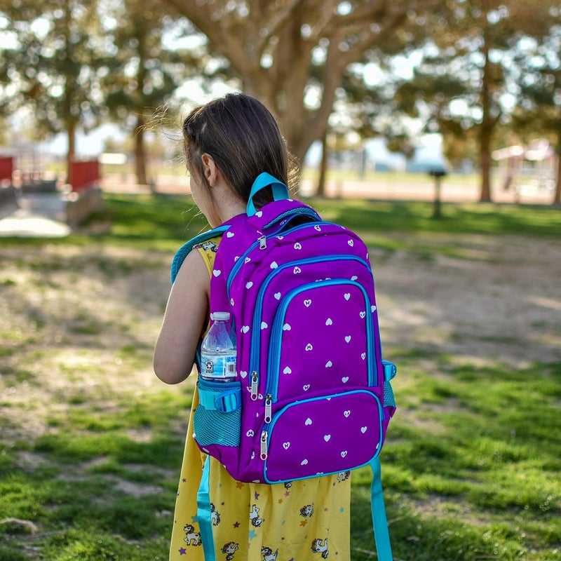 BLUEFAIRY Kids Backpack for Girls Primary Elementary School Bag Bookbag for Childs Book Bag Mochilas Escolares para NiÃƒÂ±as de 4-6 Back to School Cute Gifts 17" Heart Print/Purple - Image 2
